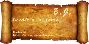 Bordás Julietta névjegykártya